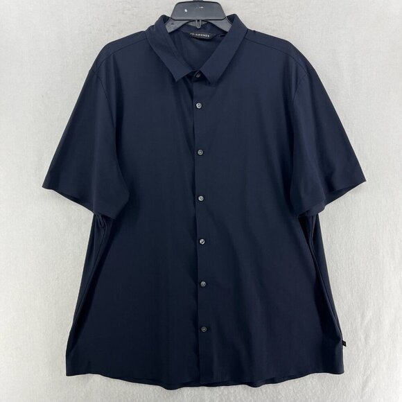 7 Diamonds Button Up Shirts Mens 2XL Navy Blue Collared Short Sleeve Classic - Picture 1 of 12